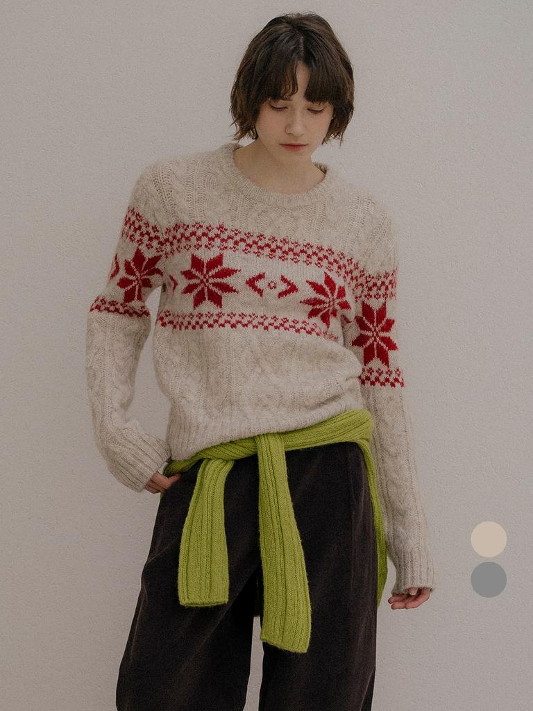 Peulibeo07 Alpaca Blended Nordic Snow Knit [Frfa03Nt01]_2Color