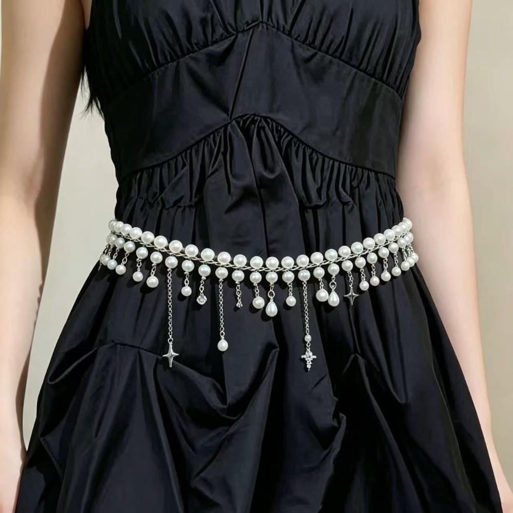Adjustable Metal Belly Chain Elegant Hip Chain Fashion Pearl Waist Chains for Women