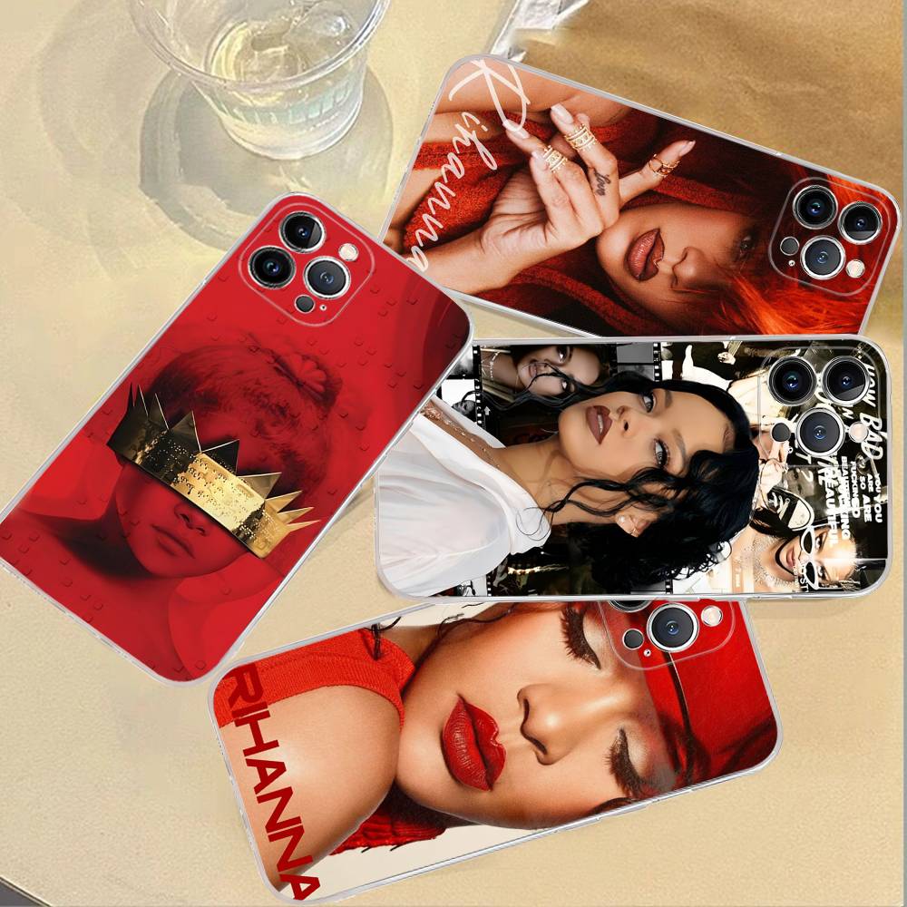 R-Rihanna Popular Singer Star Shockproof Silicone Clear Case for iPhone 17 16 15 14 13 12 11 Mini Pro Max Plus Cover