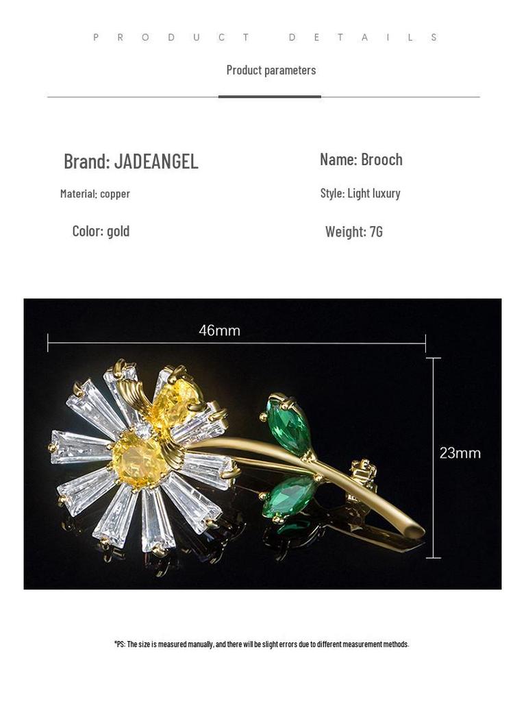 Zircon Daisy Brooch: Japanese & Korean Style Corsage for Women's Suits