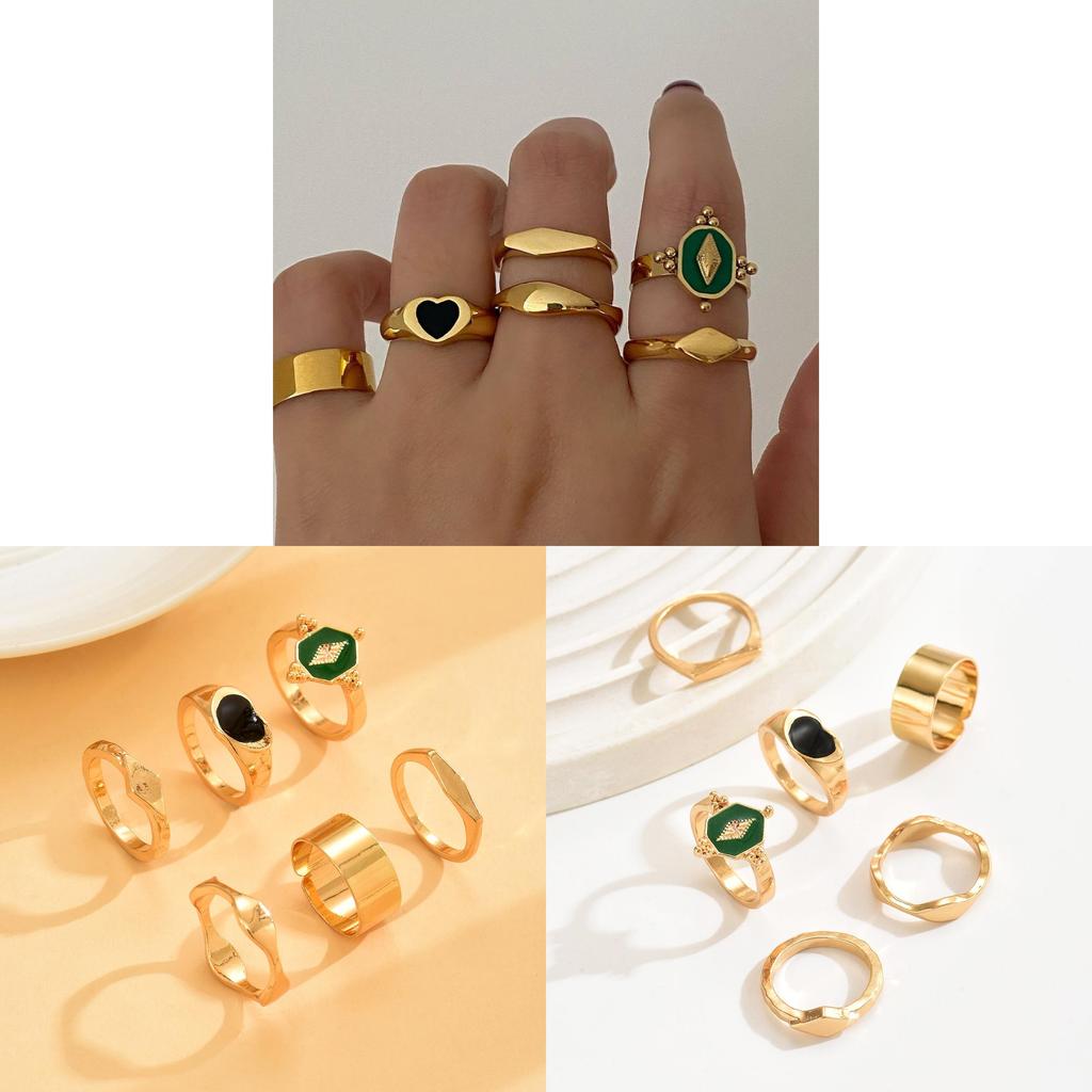 Geometric Heart Ring Jewelry Pack For Women With Electroplated Finish