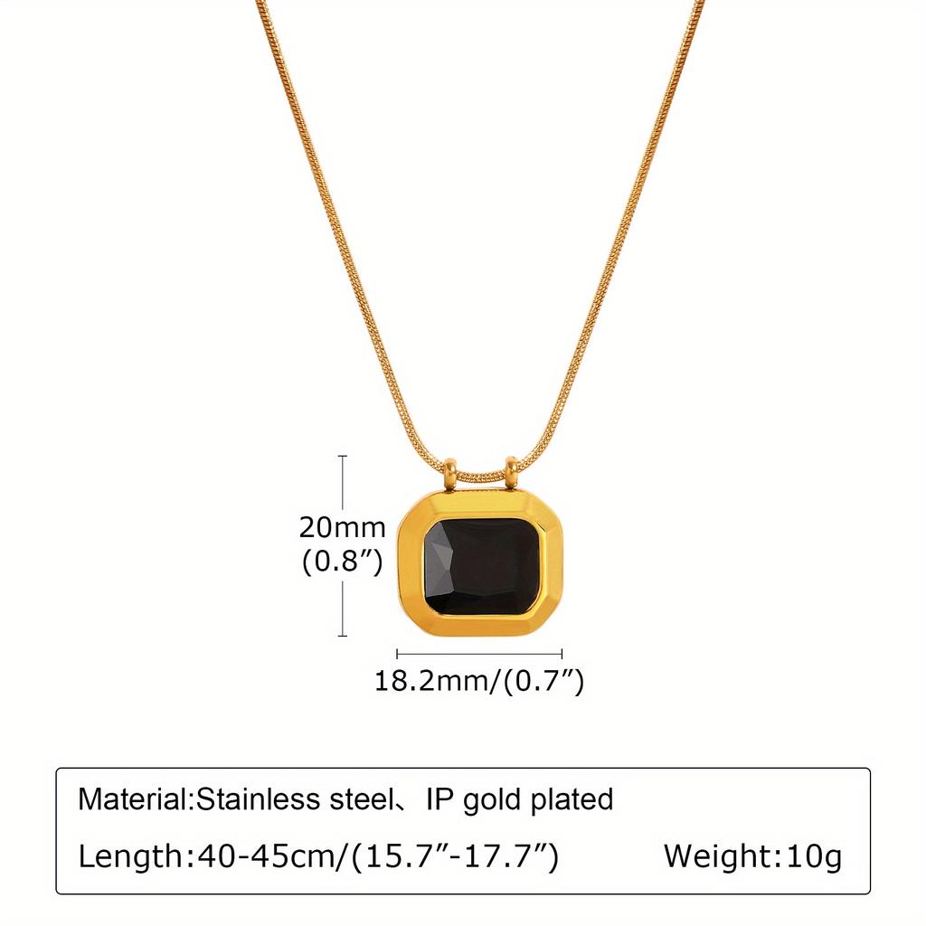 Women's Dainty Geometric AAA CZ Stone Necklaces, Bling Square Slide Pendant Necklace, Chic Minimalist Stackable Collar To Her