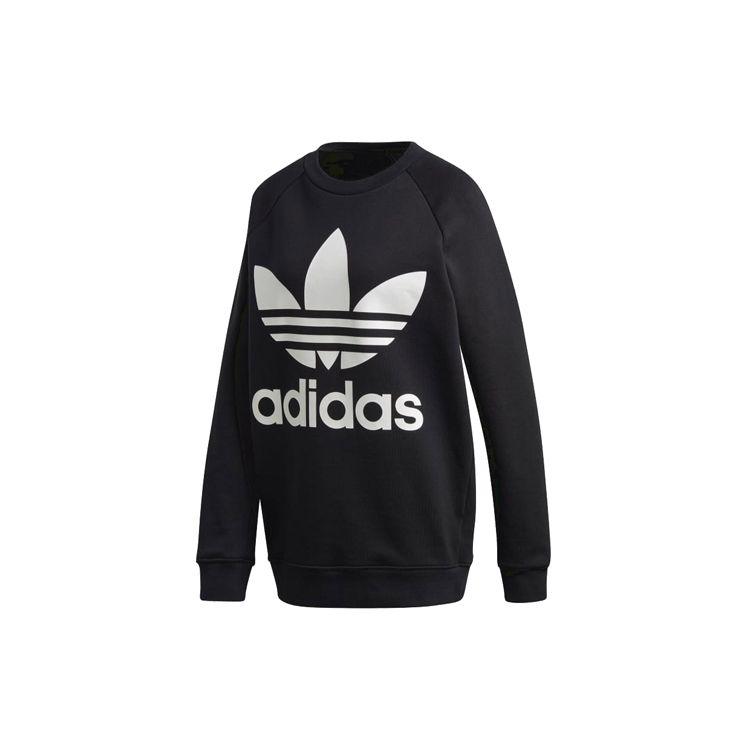 Adidas Оригиналы Свитшот с большим логотипом из флиса с буквой, круглым вырезом, американский винтаж, женский свитшот, черный DH3129 34