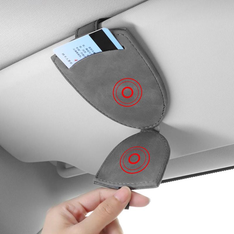 KSRQ6 Car Sun Visor Glasses Clip Card Storage Holder For Porsche Panamera Cayenne Taycan Boxster 911 Carrera-GT 928 944 918-Spyder 718