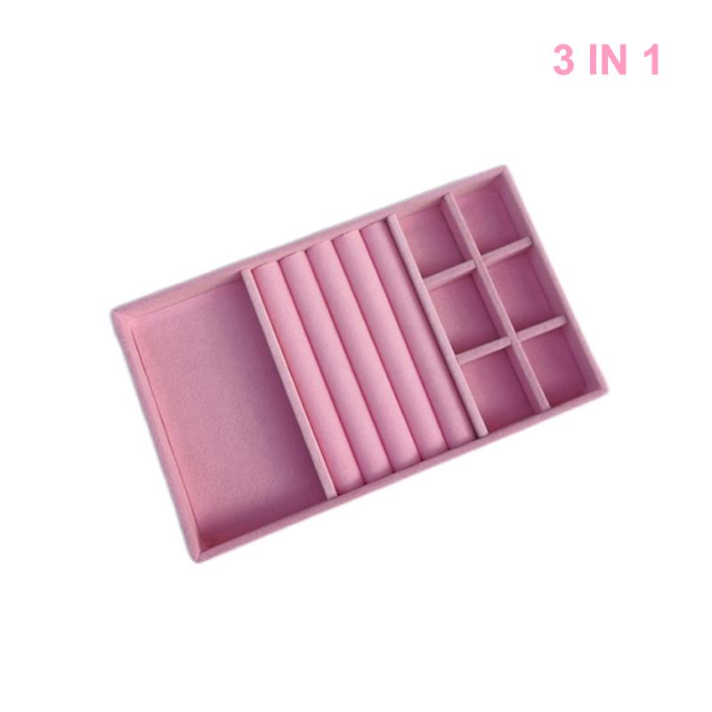 Flockovaný šperkovnicový displejový podnosový stojan Více stylů pro náhrdelník, náramek, náušnice, prsten Organizér Box