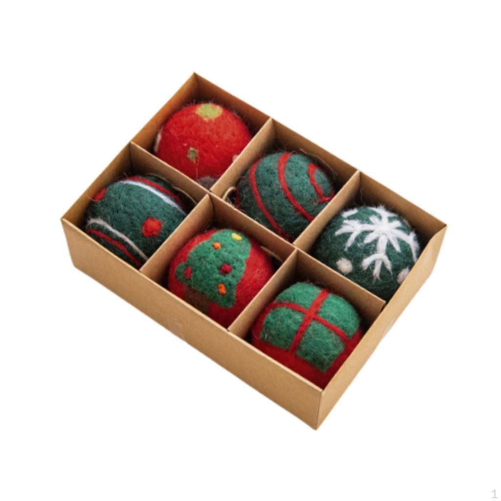 6 Pieces Christmas Ball Ornament Felt Celebration Hanging Decoration Party Supplies