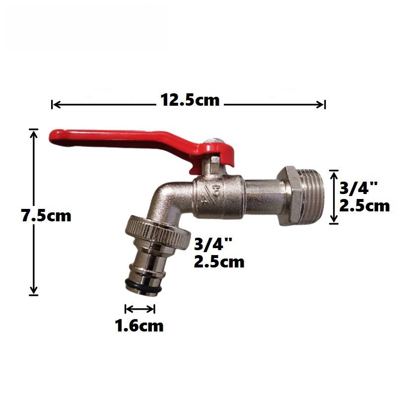 Red 3/4 Inch Zinc Alloy Lever Water Tap Faucet Ball Type Valve Red Handle Hose Plug for Washing Machine Garden Watering