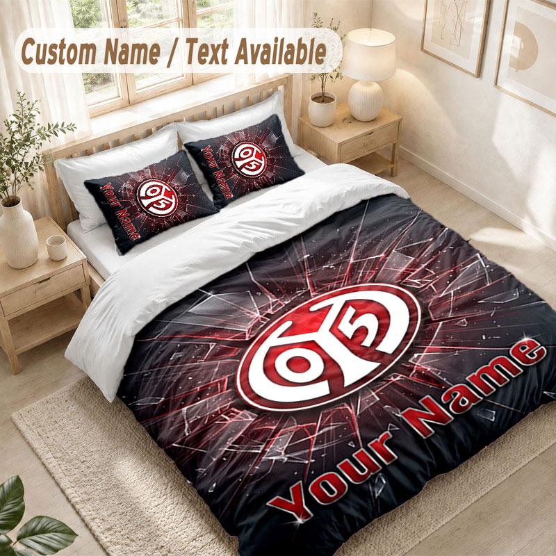 Custom Name Bedding Set 3 PiecesMainz 05 Print Duvet Cover + 2 Pillowcases Soft Bed Decor