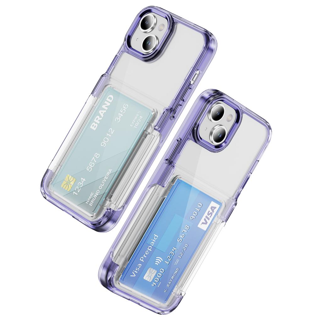 For iPhone 13/14 Case TPU + Acrylic Phone Cover with Card Holder Kickstand