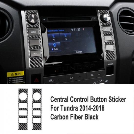 2x Carbon Fiber Central Console Volume Switch Cover Trim For Toyota Tundra 14-18