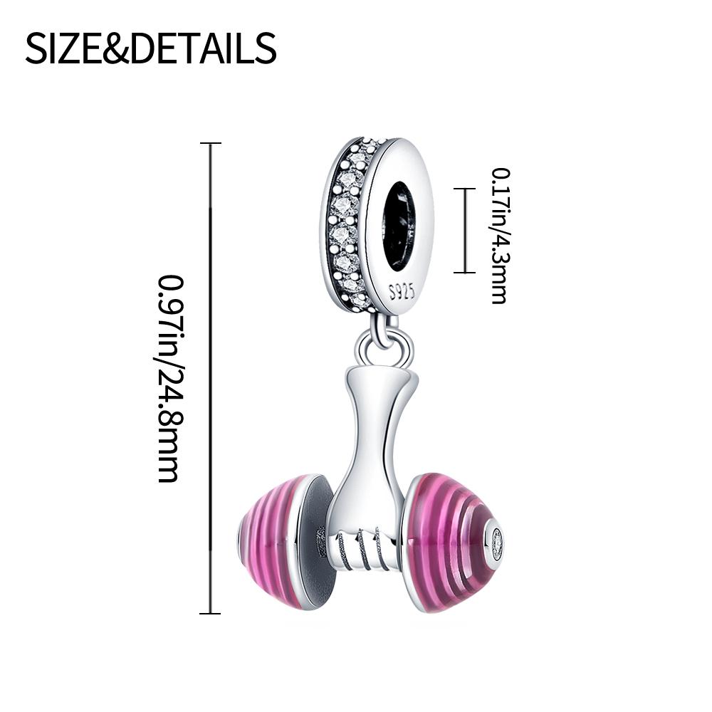 Authentic Charm Bead Charms copper Plated Pink Fitness Dumbbell Pendant Bead Charms Compatible With Bracelets Women Jewellery Making Diy Gift