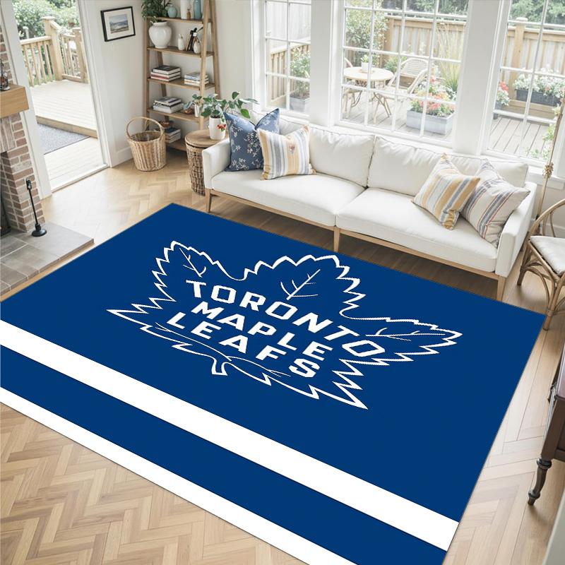Toronto Maple Leafs Design Crystal Velvet Carpet Cozy Non?Slip Printed Rug For Bedroom Living Room Entrance
