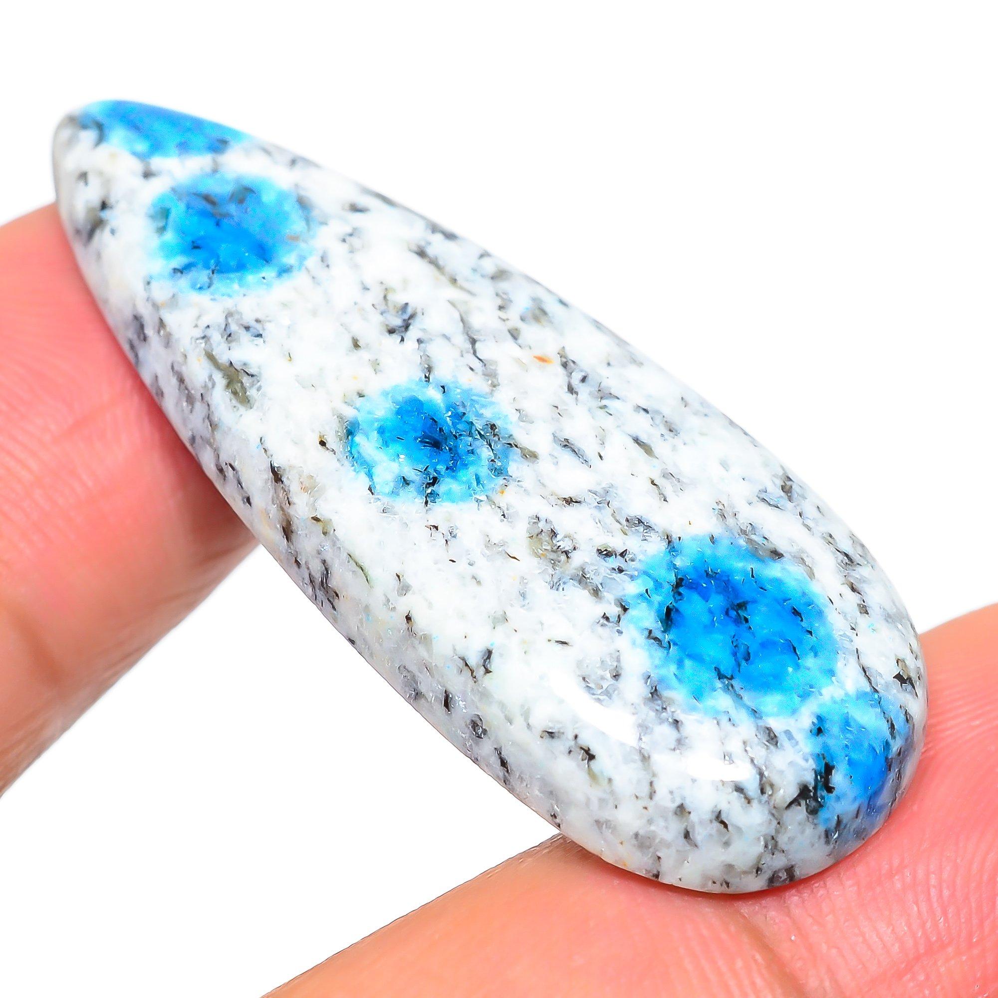 

K2 Azurite 1.7x4.3mm Natural Cabochon Fine Loose 36.35Cts. y5S49 білий
