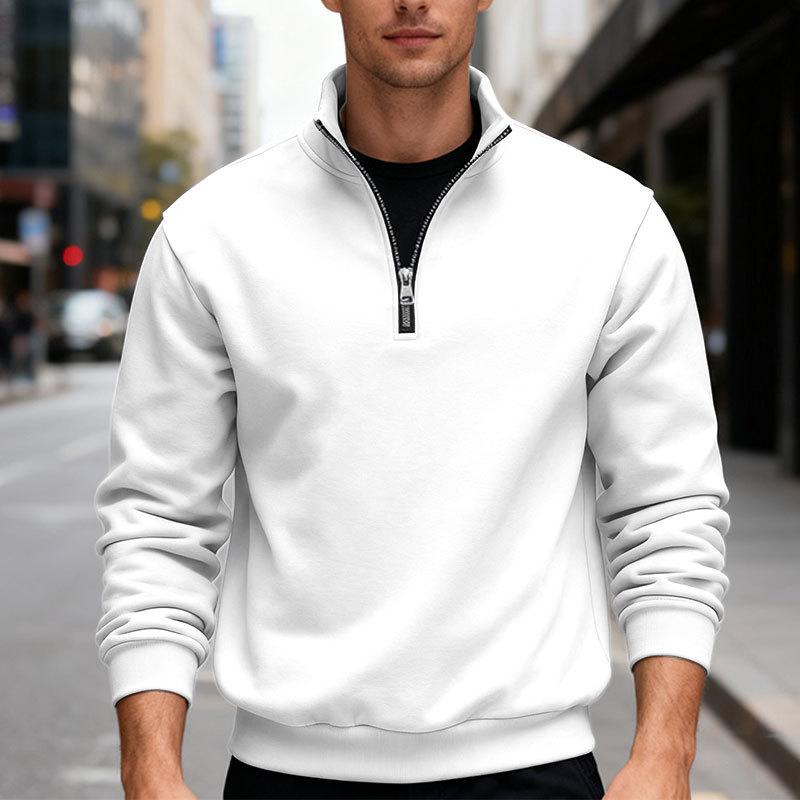 Autumn/Winter New Arrival Men's Fleece Sweatshirt Oversized Fit, Heavyweight Stand Collar Zip-Up Hooded Sweatshirt