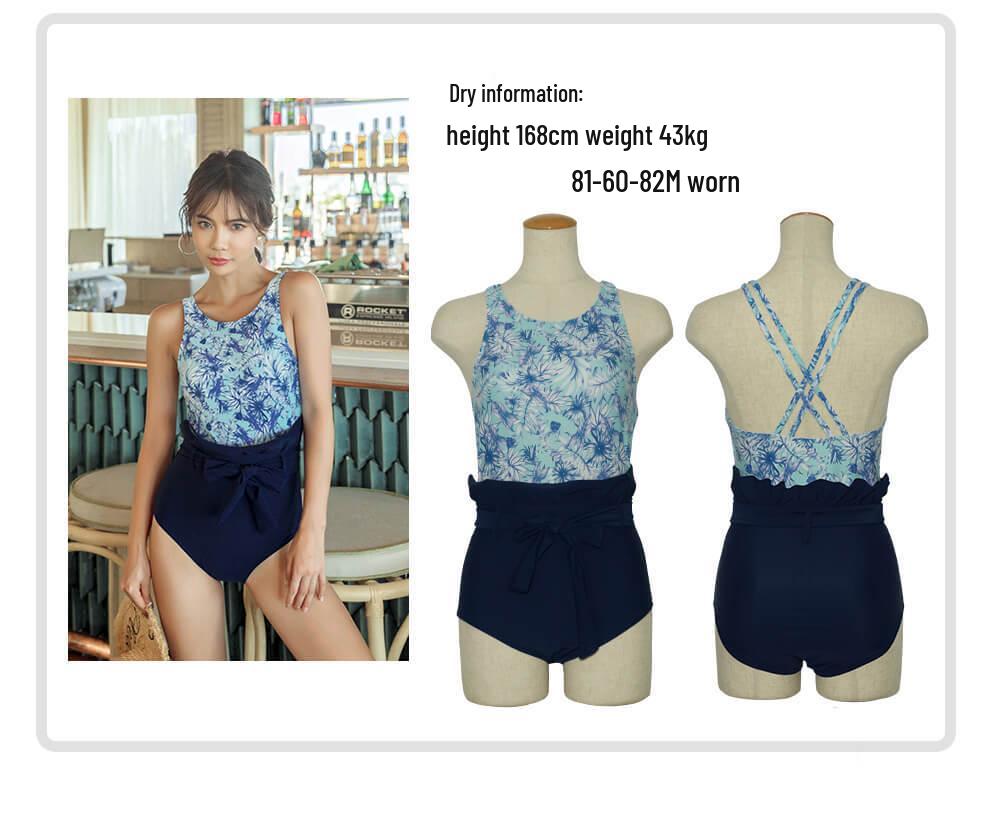 Floral Sexy Triangle One-Piece Swimsuit for Hot Spring and Seaside Vacation