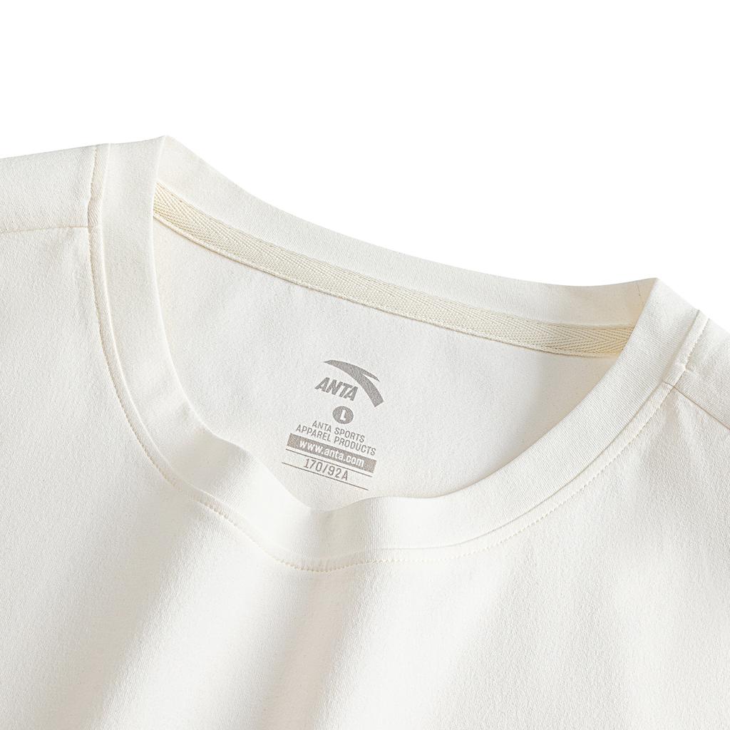 Anta Loose Short Sleeve Knitted T-Shirt Women tops Ivory-White 962628107-1