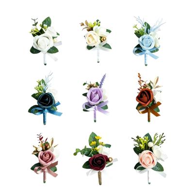 6Pcs Artificial Flower Bouquet Wedding Boutonniere Wrist Corsage for Prom Bridal Showers Wedding Anniversary Graduation