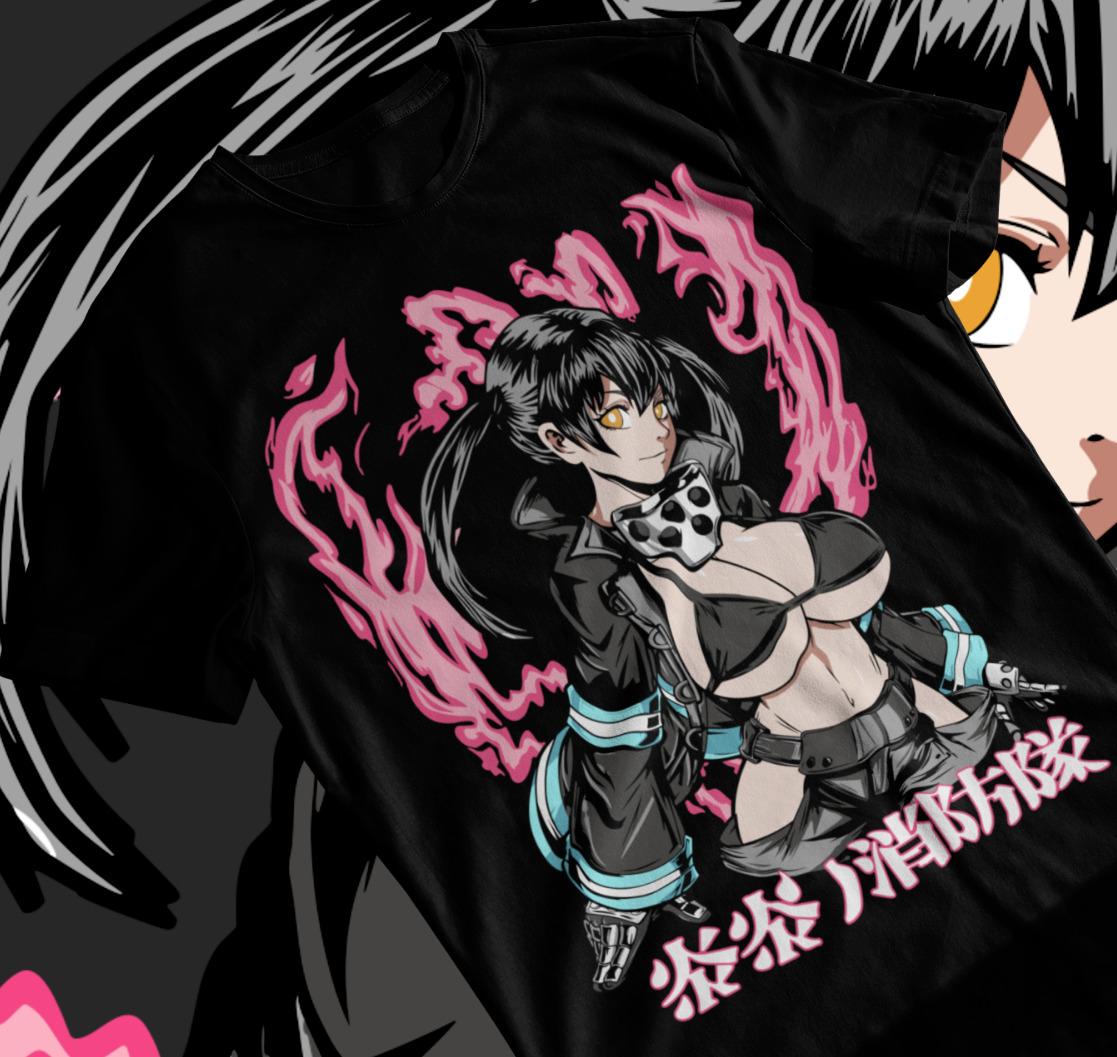 

Футболка Тамаки Синра Бенимару Огненный Отряд Каваи Ваифу Девушка Аниме Футболка Мягкая Футболка 4XL