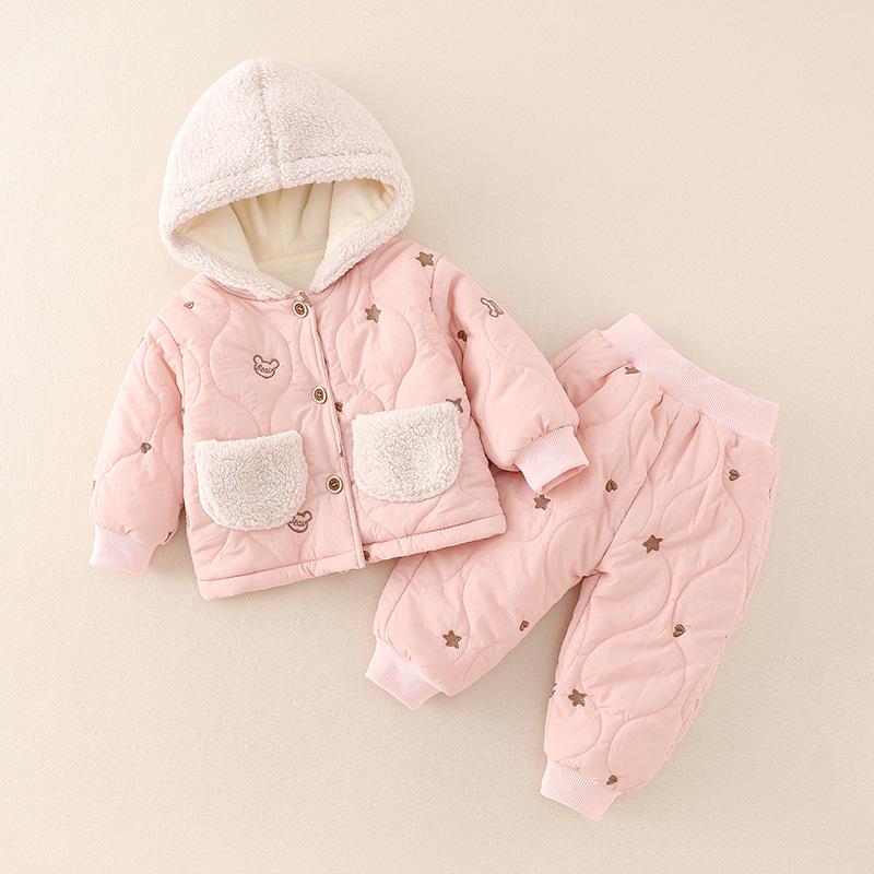 

Зимний теплый мультяшный комплект из 2 предметов для малышей - Топ с длинным рукавом и брюки 100 cm