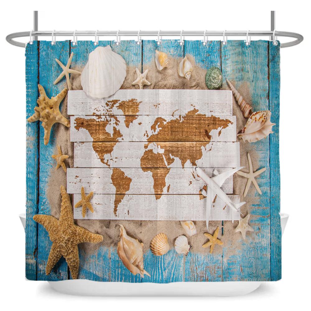 ocean beach shell Print bathroom waterproof shower curtain shower curtain modern polyster home decor bathroom curtain with hooks