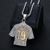 New Hot-Selling Hip-Hop Jewelry Titanium Steel Gold-Plated Diamond-Studded Yamal No. 19 Jersey Pendant Necklace