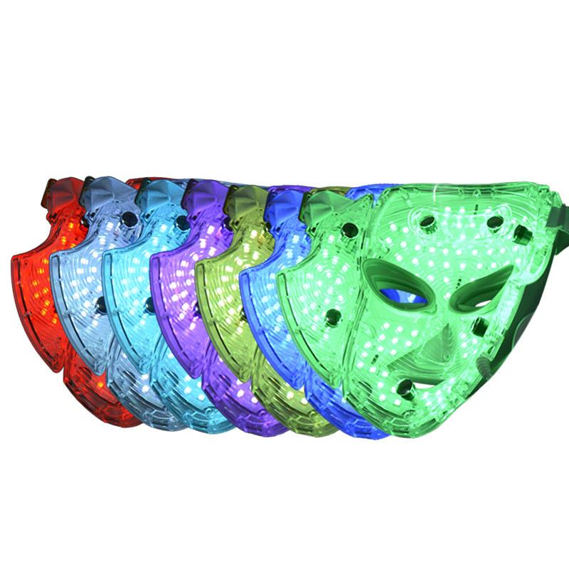 LED Beauty Instrument: Seven-Color Light Therapy Mask for Facial and Neck Skincare