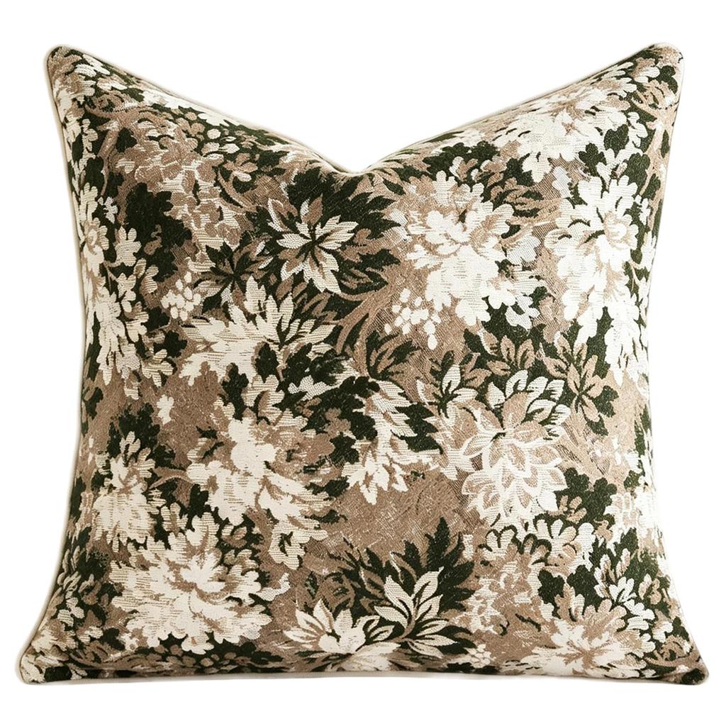 Retro Floral Decorative Square Throw Cover for Sofa Couch (No Insert)