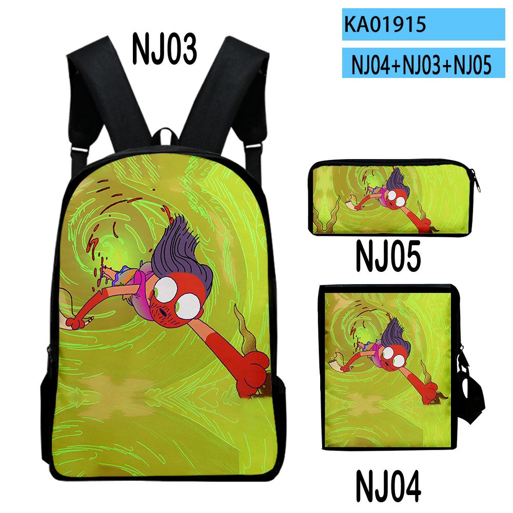 Sac à dos scolaire 3D de luxe The Midnight Gospel 3 pièces/Set pour élèves Sac à dos pour ordinateur portable Sac à dos Sac à bandoulière incliné Trousse à crayons