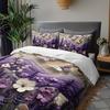 3pcs Purple 3D Floral and Butterfly Lavender Plant Duvet Cover Set - Includes 1 Duvet Cover and 2 Pillowcases