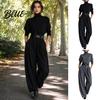 Women Two-piece Suit Women's 2 Piece Set High Neck Long Sleeve Top And Stylish Loungewear Wide Leg Pants Matching Sets Dressy Business Office