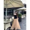 Kumikumi Temperament Sexy Tube Top Sleeveless Vest Women Clothes Summer A Word Pleated Skirt Long Dress Two-piece Set