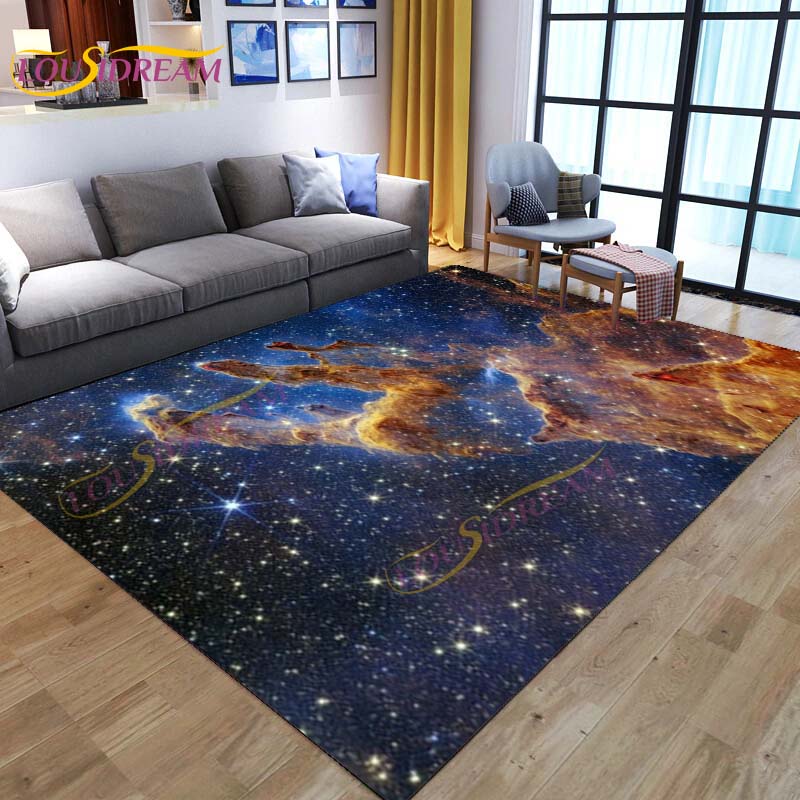 3D Colored Space Mat Galaxy Rug Starry Sky Carpet for Living Room Bedroomt Sofa Planet Rug Nursery Play Rug Floor Mat Home Decor