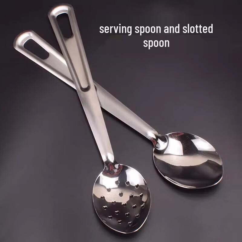 FATTBAO Stainless Steel Long Handle Serving Spoons & Strainers