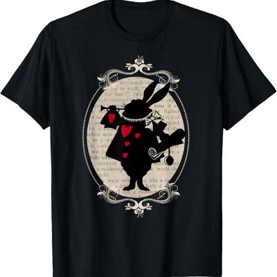 Alice In Wonderland White Rabbit Vintage Book T Shirt Design T-Shirt
