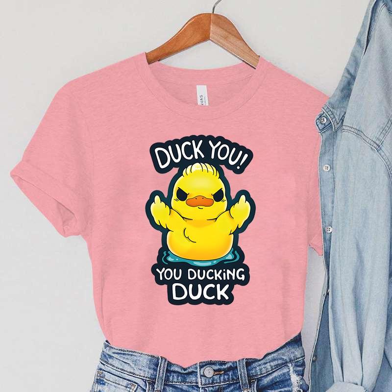 Cartoon DUCK T-Shirts Women's Animals Clothing DUCK YOU! YOU DUCKING DUCK Print Vintage Women TShirts Anger DUCK Female T-Shirts