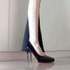Super sexy spitze Kappe vielseitiges Gefühl dünner Absatz Lackleder einzelne Schuhe High Heels Design erhöht die Größe und zeigt die Beinlänge