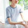 Women Summer T-Shirt Short Sleeve Patchwork Lady Tee Tops