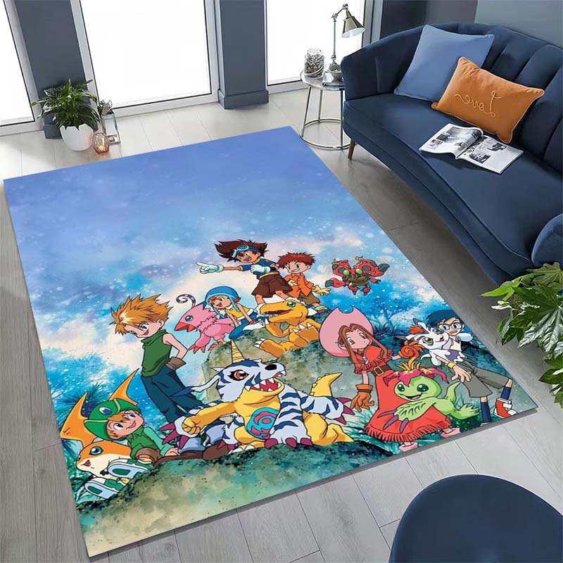 The New (Digimon) Rug Is Suitable for Home Décor in Game Rooms, Bedrooms, Living Rooms, Sofas, and Other Areas.