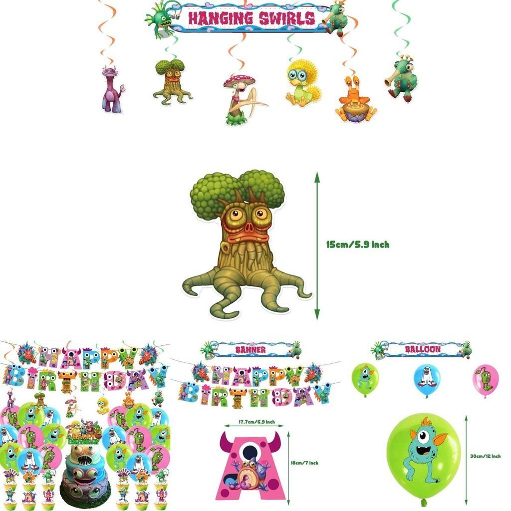 My Singing Monster Birthday Party Decorations Set Flag Balloons Cake Toppers And More