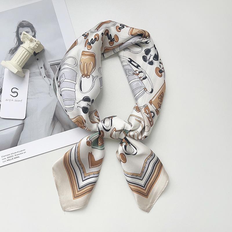 

Summer fashion bag printed silk scarf square scarf high-end imitation silk professional scarf decorative headband scarf shawl 70*70