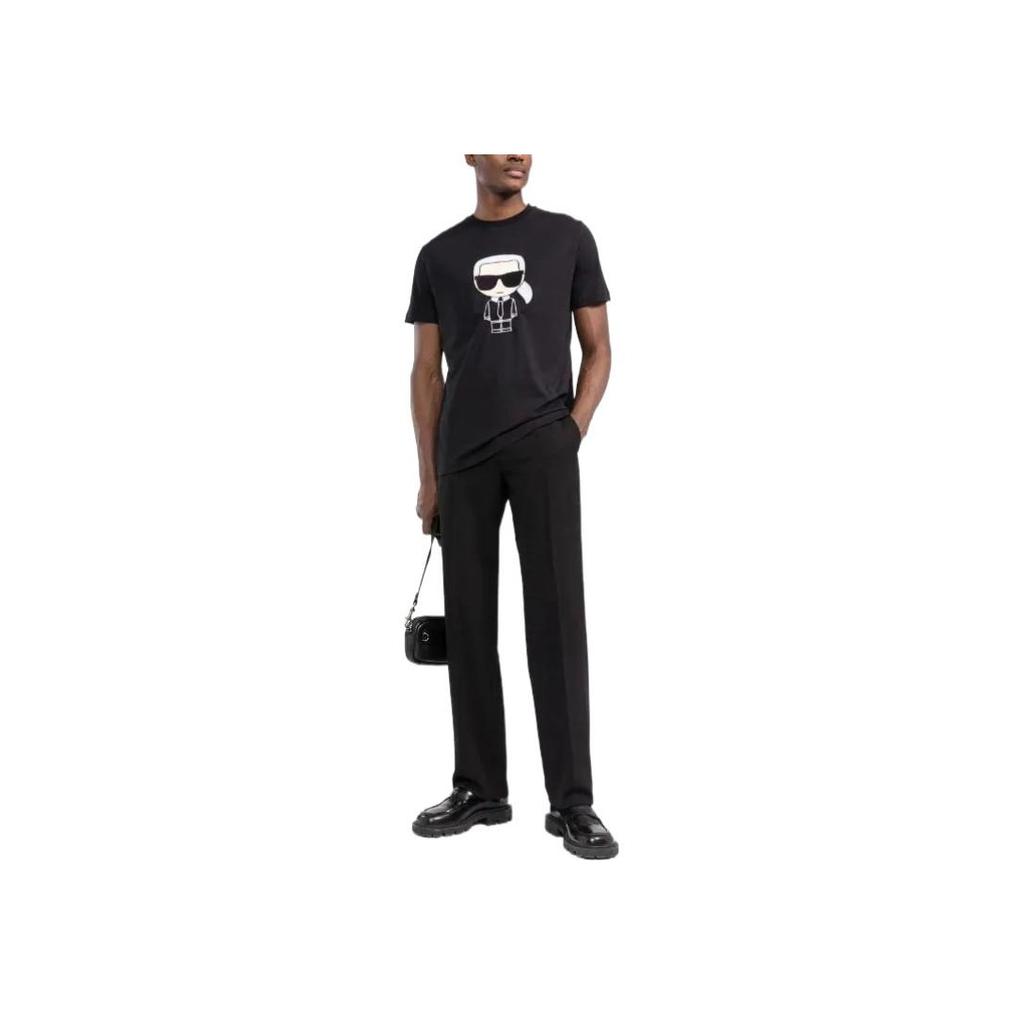 Karl Lagerfeld Cartoon Print Round Neck Short Sleeve T-Shirt Men Tops Black 755070521250990