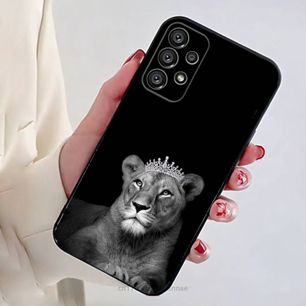 Lion Pattern Phone Case For Samsung Galaxy A13,21s,22,31,32,52,53,71,80,A91 Soft Black Shell