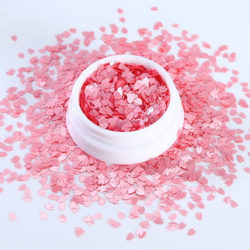 Garrafa plana primavera flor de cerejeira pétala unha glitter macaron 12 cores PET irregular decoração de unhas remendo DIY suprimentos para unhas