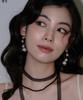 Reve Black Dot Lace Scarf & Onyx Necklace [3-Way]