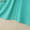 ZANZEA Women Loose O-neck 3/4 Sleeve Solid Color Casual Blouse