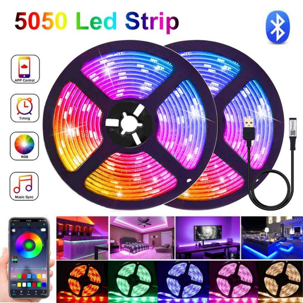USB LED Pásky Bluetooth-kompatibilní 5050 RGB IR Ovládání Led Nástěnné Světlo do Pokoje Flexibilní Pásková Lampa Dioda pro Pokoj TV Podsvícení