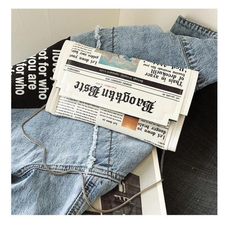 Luxury Designer Women Bags Personality Fashion Shoulder Bags Ladies All-match Messenger Bag Newspaper Modeling Small Square Bag