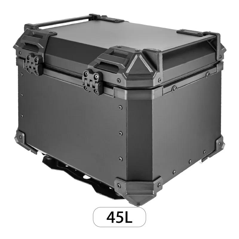 45L Motorcycle Rear Box Aluminium Alloy Tail Box Carrier Tool Case Universal Motorbike Trunk With Fitting Plate and Fixings