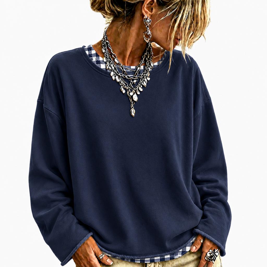 Damenmode Lässiges lockeres Langarm-Sweatshirt Pullover für den Alltag