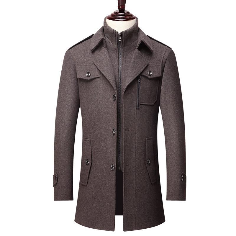 Men's Mid-Length Wool Blend Overcoat - Thickened Winter Coat